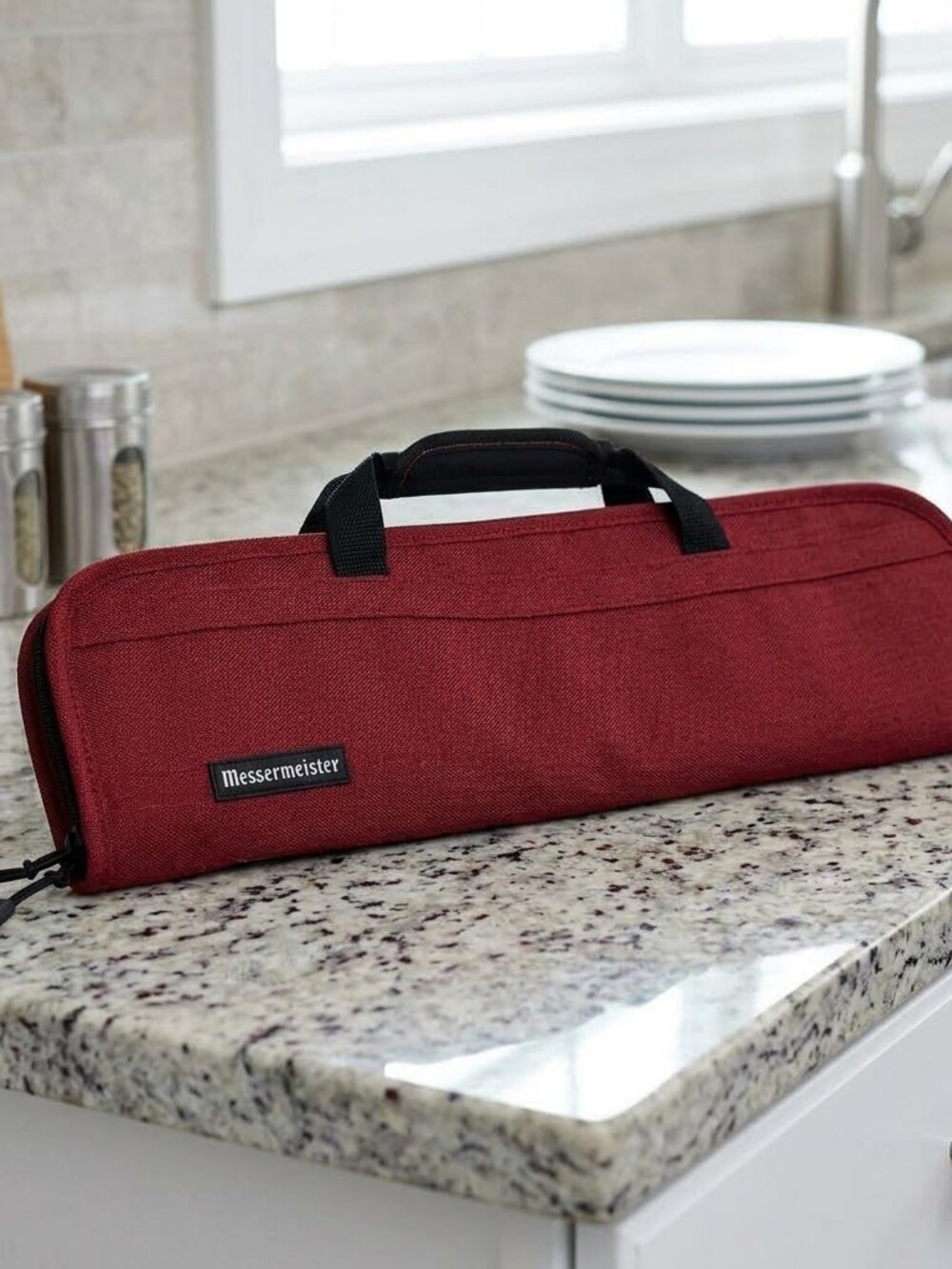 Messermeister Knife Roll Holder 8 Pocket Red Canvas
